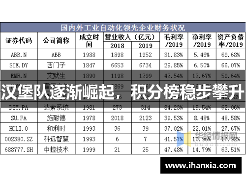 汉堡队逐渐崛起，积分榜稳步攀升